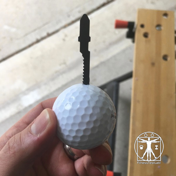DIY Impact Massager - Saw Blade Inserted in the Golf Ball