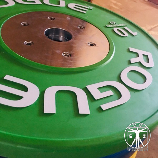 Rogue Fitness Competition Bumper Plates Review - Raised Lettering and Flange