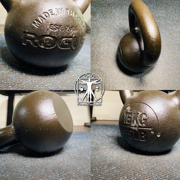 Best Kettlebells for Home Fitness - ROGUE KETTLEBELL E COAT Review - Different angles and scratched face
