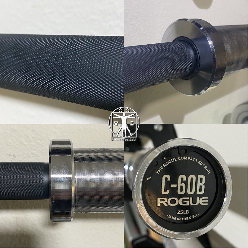 Best Compact Barbells - Rogue C-60B Bar - Knurling and Sleeves